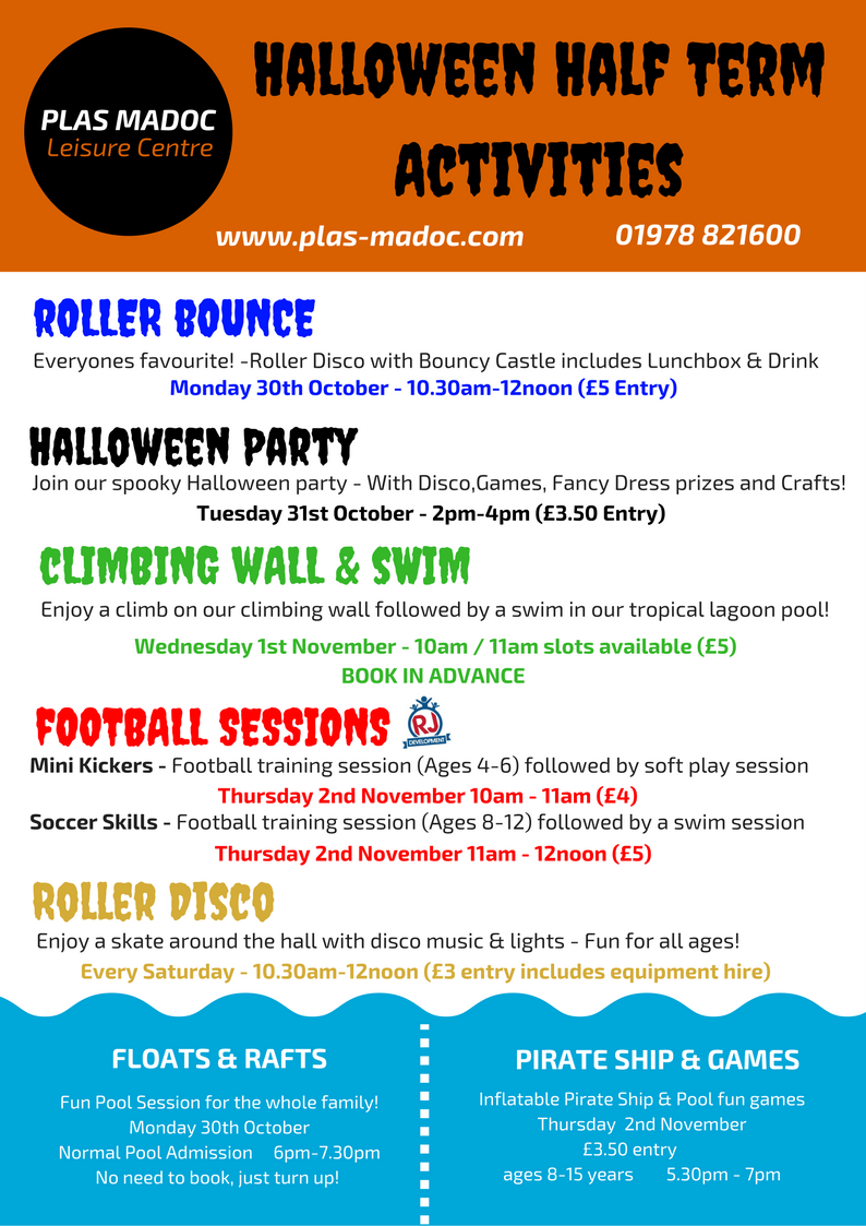Looking for something to do this Halloween Half Term? Come down to Plas Madoc!