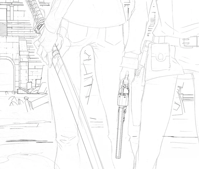 扉絵の下描き。 