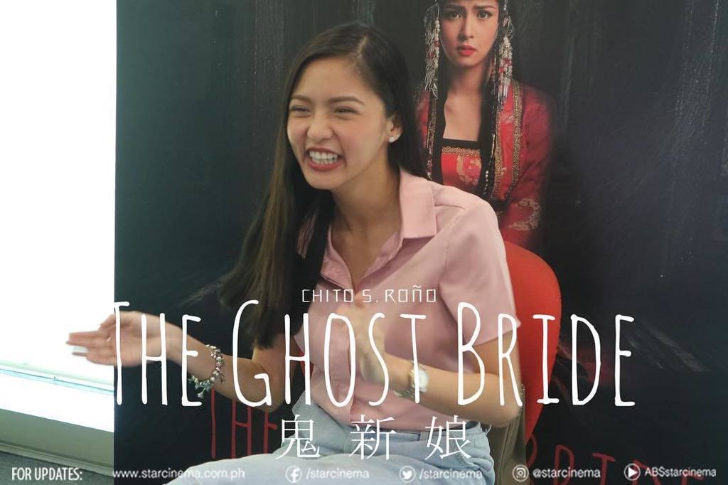 StarCinema's tweet photo. Kim reenacts some of her iconic movie scenes in Bisaya. Ang saya! #SCchatwithKim #TheGhostBride https://t.co/zXID9RUO10
