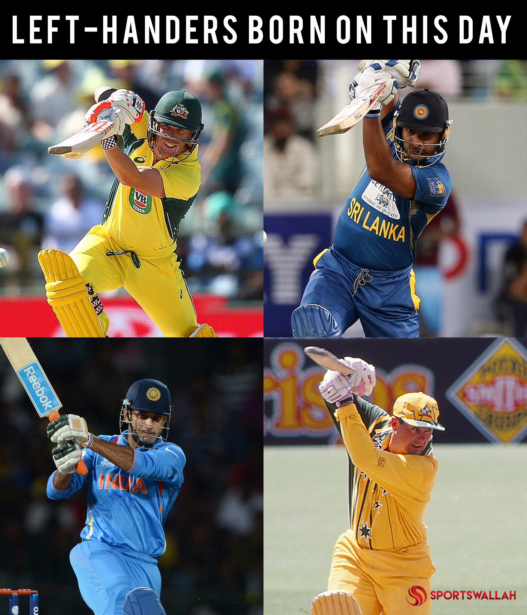 Wishing a very happy birthday to
1) David Warner  2)kumara Sangakkara  3) Irfan Pathan  4)mark Taylor  ...... 