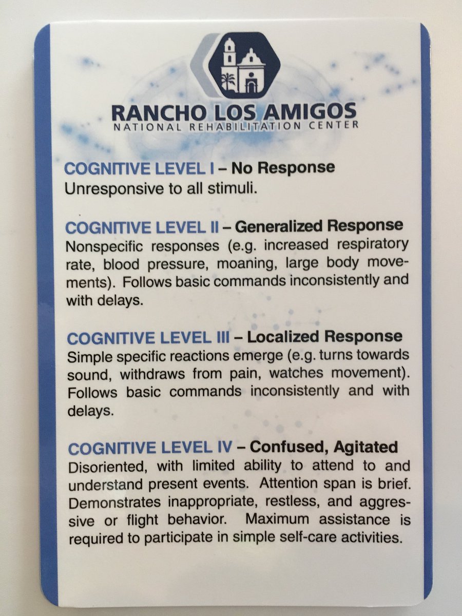 ShawnPhippsPhD's tweet photo. Rancho Brain Injury Cognitive Levels @RanchoRehab @RanchoFdn @AOTAInc @ACRMtweets @ACRMtweets #ACRM2017 #PIRR2017 https://t.co/OeCH65vx9a