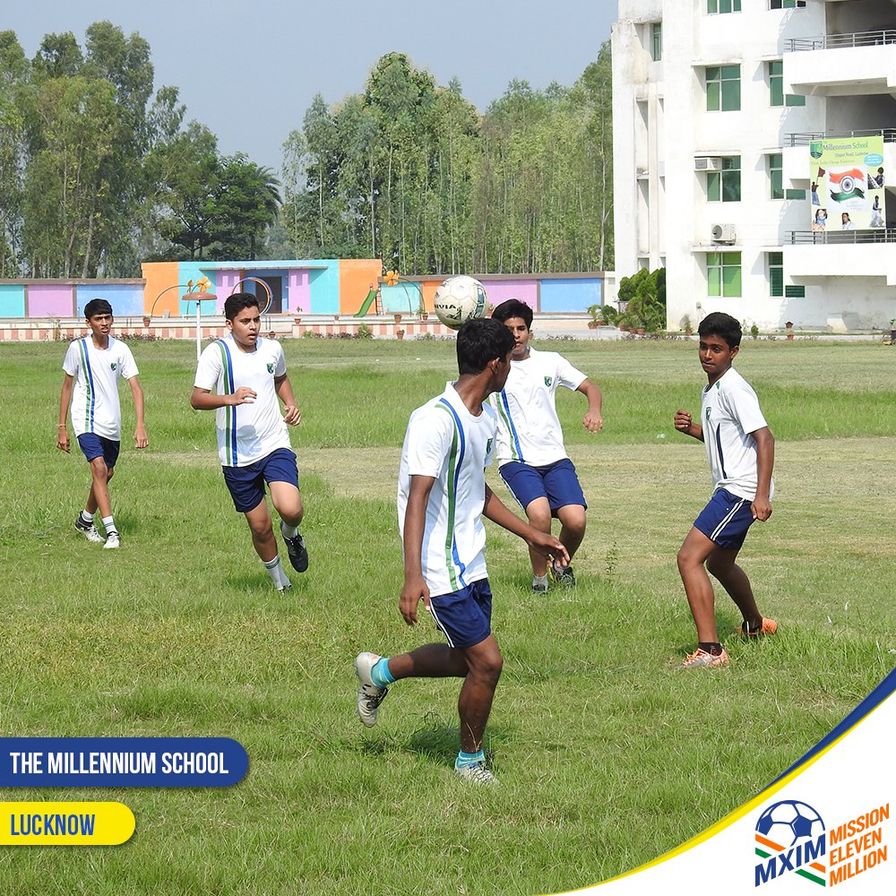 MXIMIndia's tweet photo. #FootballTakesOver The Millennium School, as football is taken up regularly by the students. #MXIM #FootballTakesOver https://t.co/09qQACXQBm