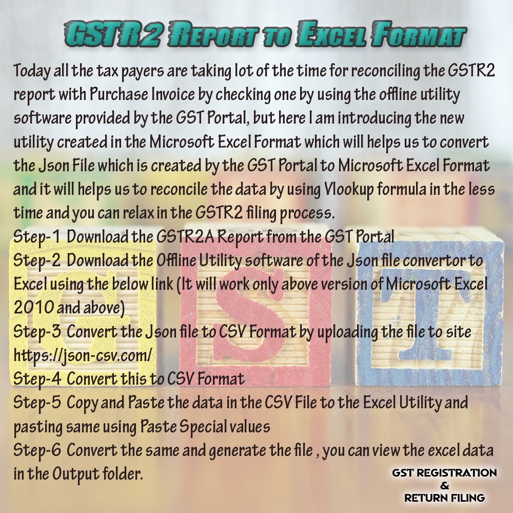 GST_Return_Reg's tweet photo. GSTR 2 Report To Excel Format:
FrReturn:https://t.co/PWCs4m7Jsk
FrRegistration:https://t.co/PQy7Admy1N
#GST
#GST_Updates
#TrafficTales
#GSTR https://t.co/pnUMPiIaNP