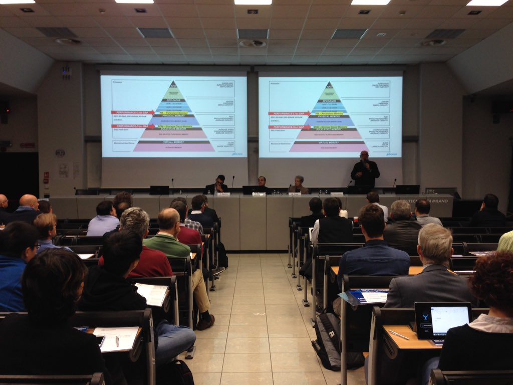 FondaPoliMi's tweet photo. Onur Mutlu is speaking about the major trend affecting main memory: they need intelligent controller #MST2017 https://t.co/5kPGcBSZtD
