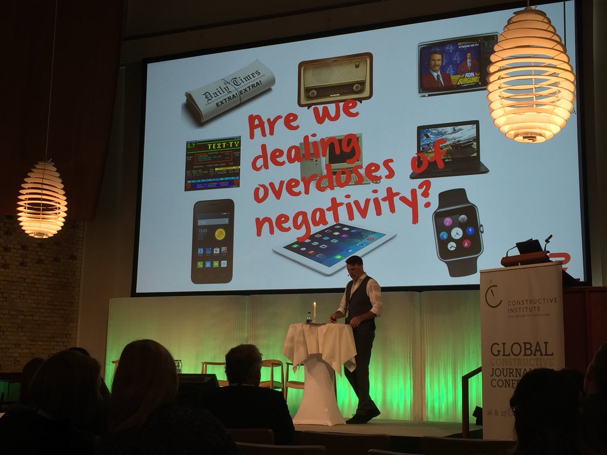 ConstructiveIn's tweet photo. TV2 anchor @MikaelKamber at #ConstructiveConf: “We have to ask ourselves: Are we like drug dealers? Are we dealing overdoses of negativity?” https://t.co/szGJMDiiWd