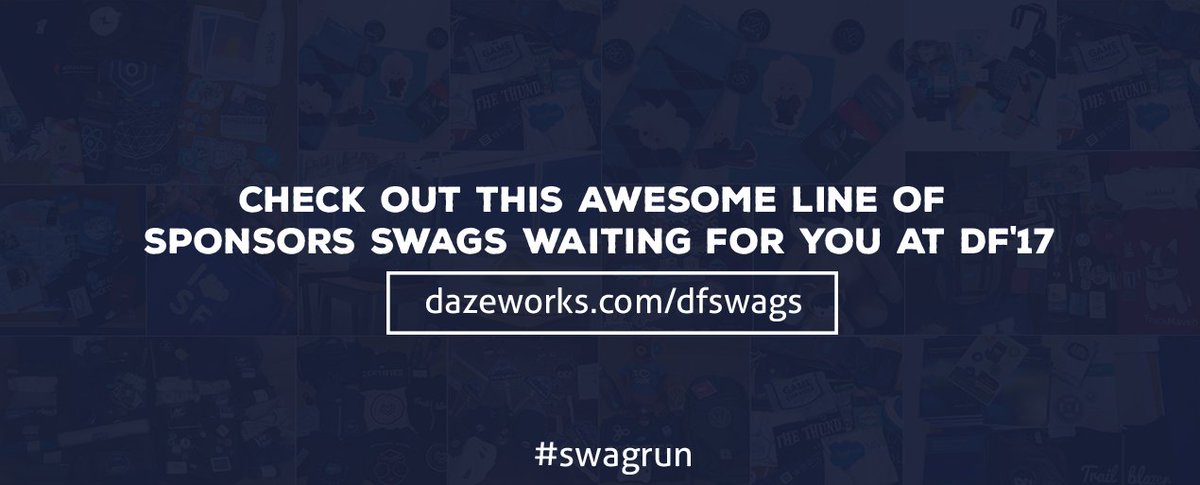 dazeworks's tweet photo. Check this out to know what amazing swags from the sponsors await you at #DF17 #SwagRun See y'all there!
https://t.co/ffy4PFoNf2 https://t.co/lZFtjQTts1