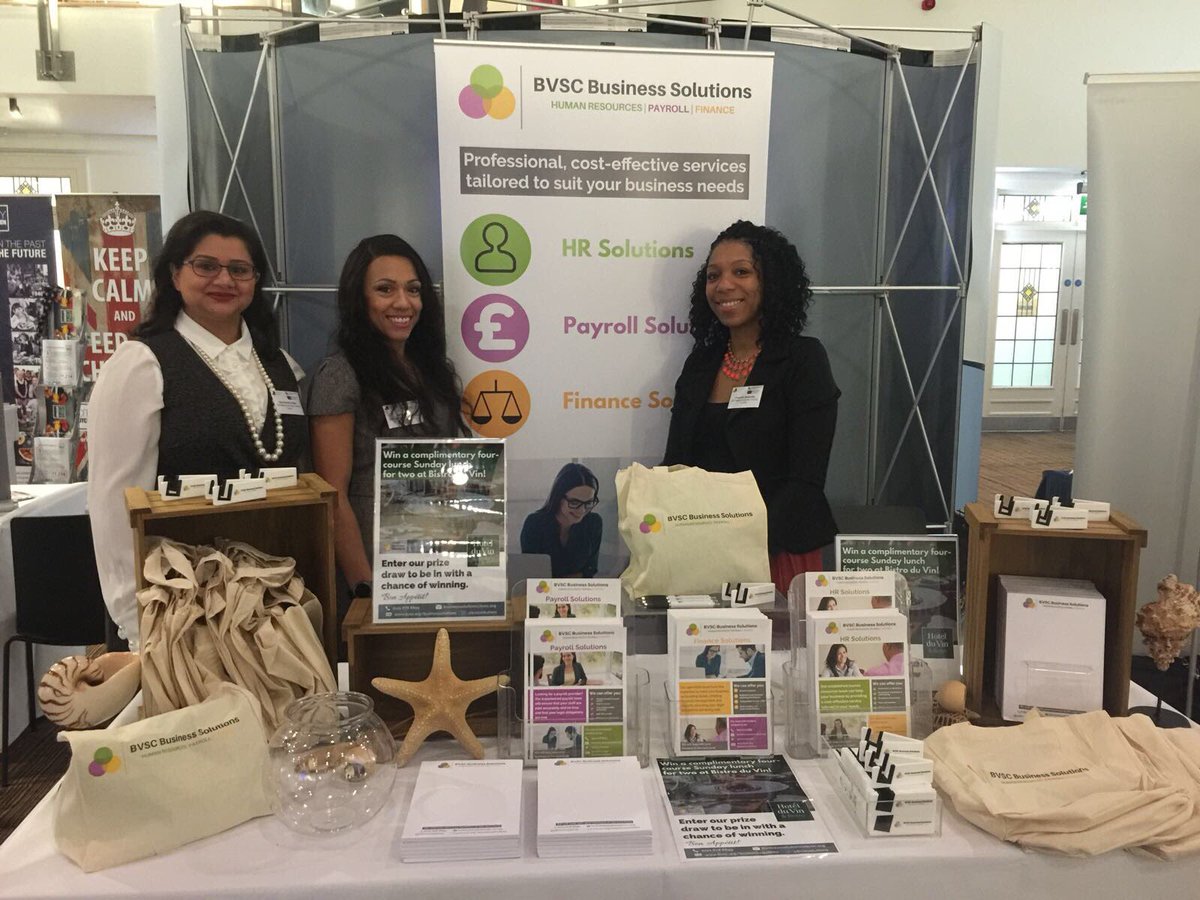 BrianBVSC's tweet photo. Our friendly @bvscsolutions team is ready to welcome you to #GBCCExpo17 #Payroll #Finance #HR ... &amp; you can win a meal at @HotelduVinbrand https://t.co/OBwSFkRWFV