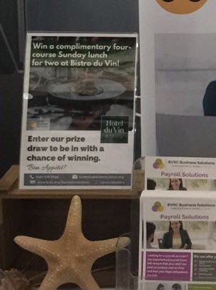 BrianBVSC's tweet photo. Our friendly @bvscsolutions team is ready to welcome you to #GBCCExpo17 #Payroll #Finance #HR ... &amp; you can win a meal at @HotelduVinbrand https://t.co/OBwSFkRWFV
