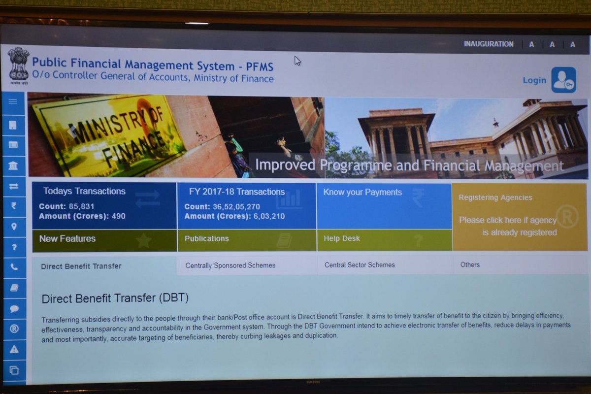FinMinIndia's tweet image. FM @arunjaitley launching the full scale roll-out of mandatory use of PFMS implementation across all Central Sector Schemes of Govt of India
