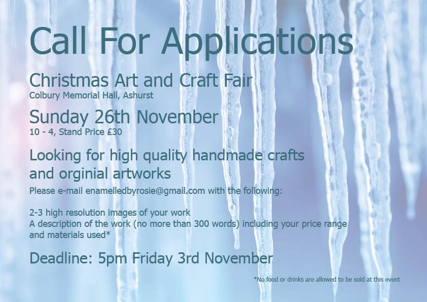 Art and Craft fair I am organising!💙❄️ 
Please get in touch! 
#ArtandCraftFair #ChristmasFair #ApplicationCall