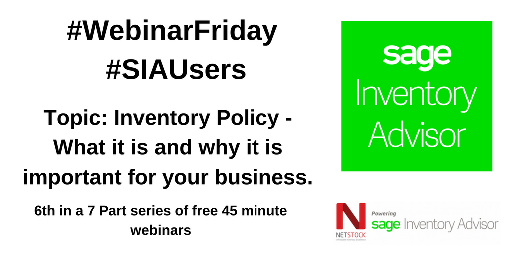 SageInvAdv's tweet photo. #FREE #WebinarFriday for #SIAUsers 27 Oct 12pm GMT+2 #Usertraining register https://t.co/gVeOlhorwv. Optimize #Inventory Policy #SaaS #Cloud https://t.co/DZ9dJLaRRp