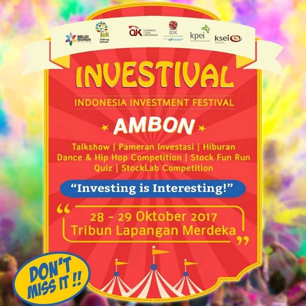 malukuevent's tweet photo. Jangab Lupa Besok...
INVESTIVAL "Indonesia Investment Festival" Ambon by @idx_ambon |

Talkshow, Pameran Investasi… https://t.co/ozi0RIqUT2 https://t.co/3envVE2OQu