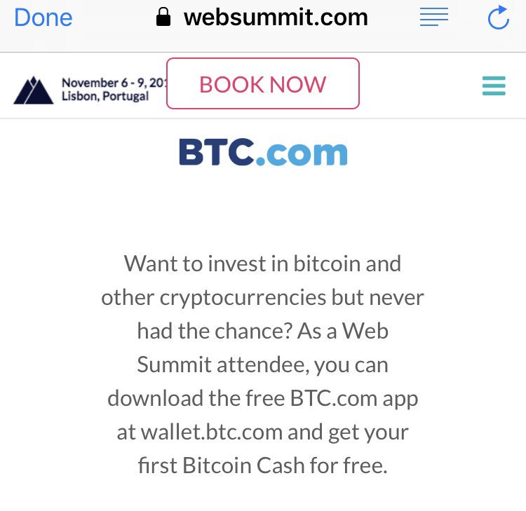 CloverPool_com's tweet photo. @Egon_01 Confirmed! bitcoin cash @ websummit https://t.co/3696ltfStf