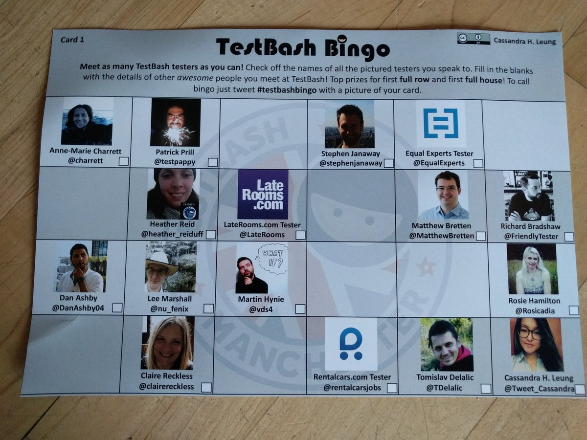 TesterFromLeic's tweet photo. Don't forget to play #TestBashBingo at #TestBash Manchester y'all! #dontForgetTheSpaces https://t.co/RahjazyPE7
