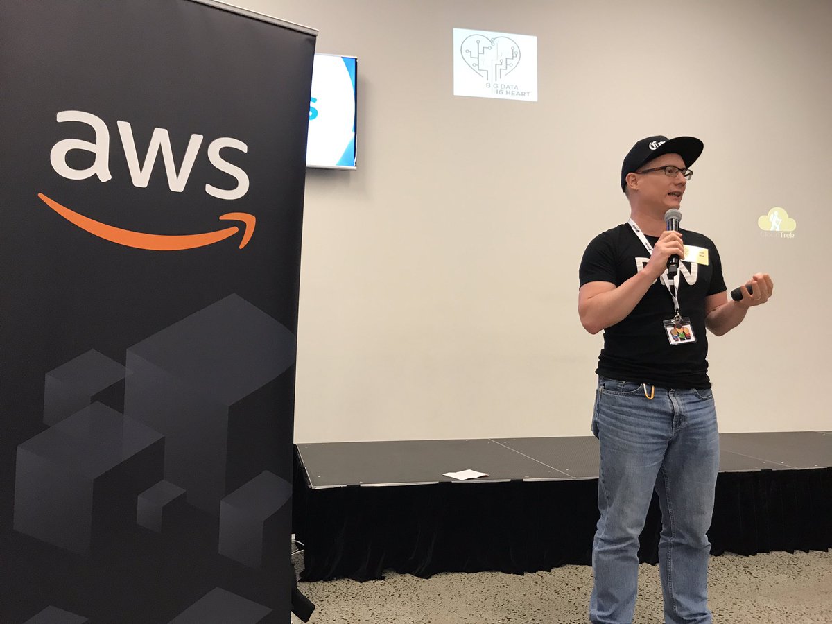 SammyHerbert's tweet photo. @sitapati rocking the mic at the Big Data Big Heart Hackathon #cloudtrek #aws #diabetesqld #epilepsyqld https://t.co/1abgjy8Ki8