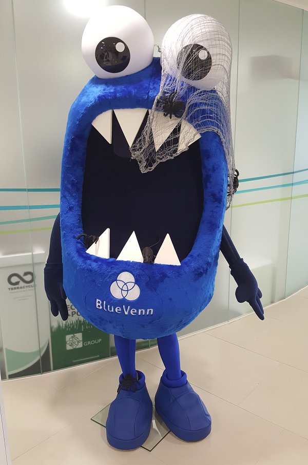 BlueVennBeast's tweet photo. Getting into the spooky spirit for Halloween. Also, I live in the @BlueVenn office reception now, scaring delivery people. RAAR! https://t.co/iHPV62Lsd0