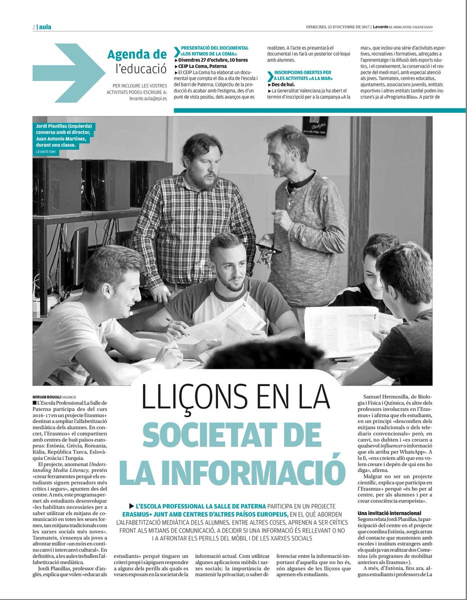 lasallevp's tweet photo. Lecciones en la sociedad de la información (reportaje sobre un proyecto Erasmus+ en la EP La Salle de Paterna) https://t.co/2Kx9McxOub https://t.co/3EDVvyWwMm