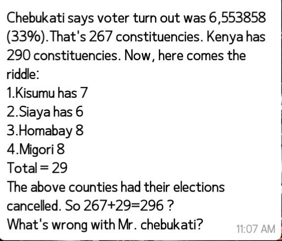 Wafula Chebukati and his team are CRAZY. See this > #Kenyavotes2017 #Kivumbi2017 #PollsMtaani #NowWeKnow IEBC DATA | Bungoma