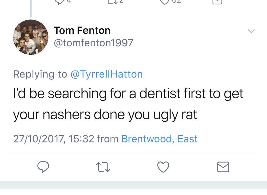 TyrrellHatton's tweet photo. I see you’ve deleted all the abusive tweets you sent me @tomfenton1997 💩 #screenshot
Embarrassing from one of your employees @iFindTechLtd https://t.co/HIJKddHg5q