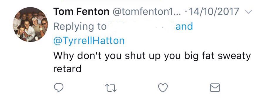 TyrrellHatton's tweet photo. I see you’ve deleted all the abusive tweets you sent me @tomfenton1997 💩 #screenshot
Embarrassing from one of your employees @iFindTechLtd https://t.co/HIJKddHg5q