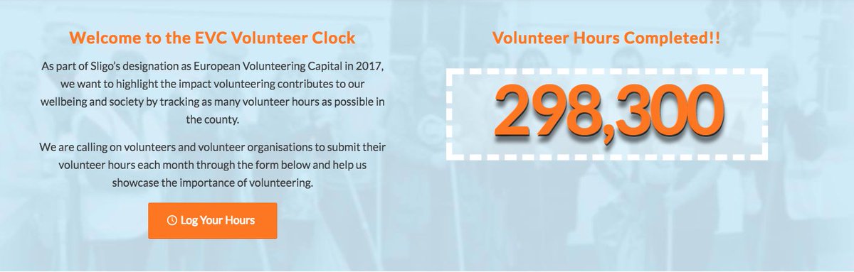 Our Volunteer Clock is fast approaching 300K hours thanks to entries from @sligogaa, Sligo Samaritans & many more..evcsligo.eu/volunteer-cloc…