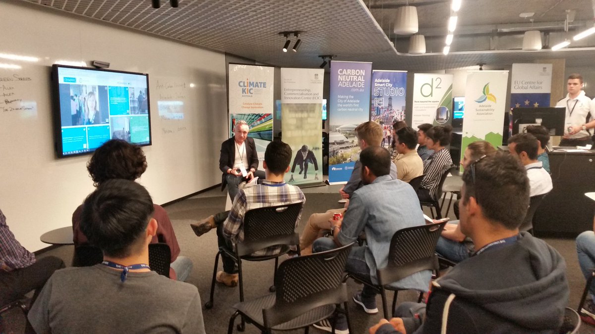 AdlSustainAssoc's tweet photo. @Johnyd74 inspiring our #climathon teams here to innovate in #Adelaide. Such an incredible session https://t.co/1DQGKejeZ5