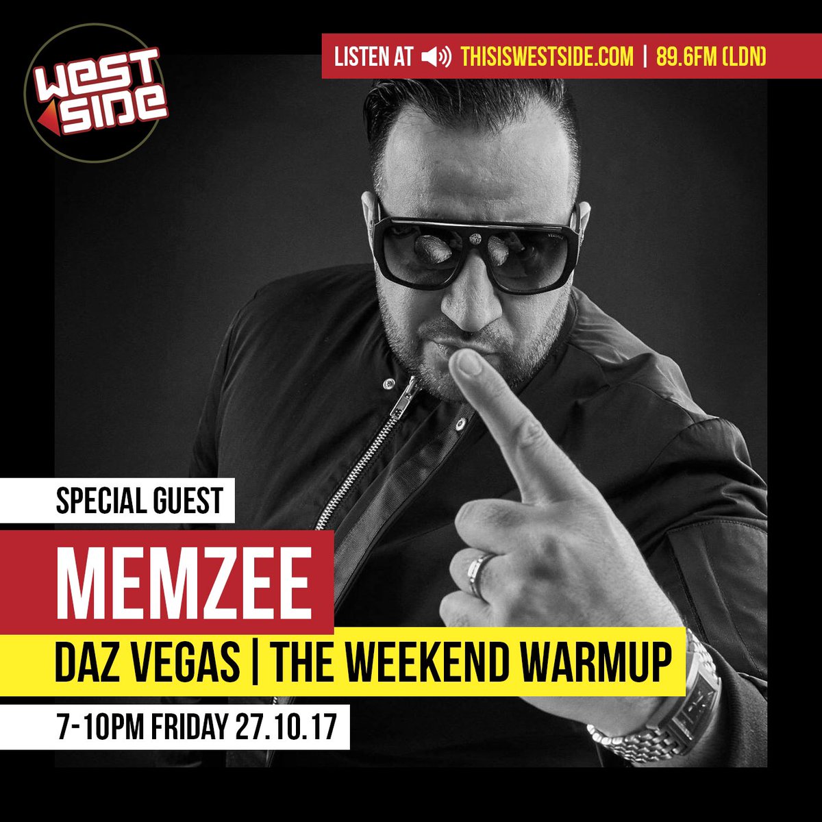 .<a href="/ORIGINALMEMZEE/">ORIGINAL MEMZEE</a> joins @DJDazVegas today on #TheWeekendWarmup 7-10pm

📡 thisiswestside.com | 89.6FM
