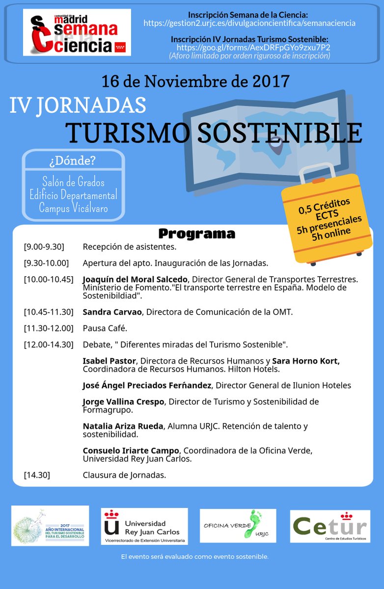 ofiverdeURJC's tweet photo. La Oficina Verde os invita a las " IV Jornadas de Turismo Sostenible".
¡Inscríbete ya: https://t.co/0H93hOyUaH! https://t.co/b7fGJMBdB3