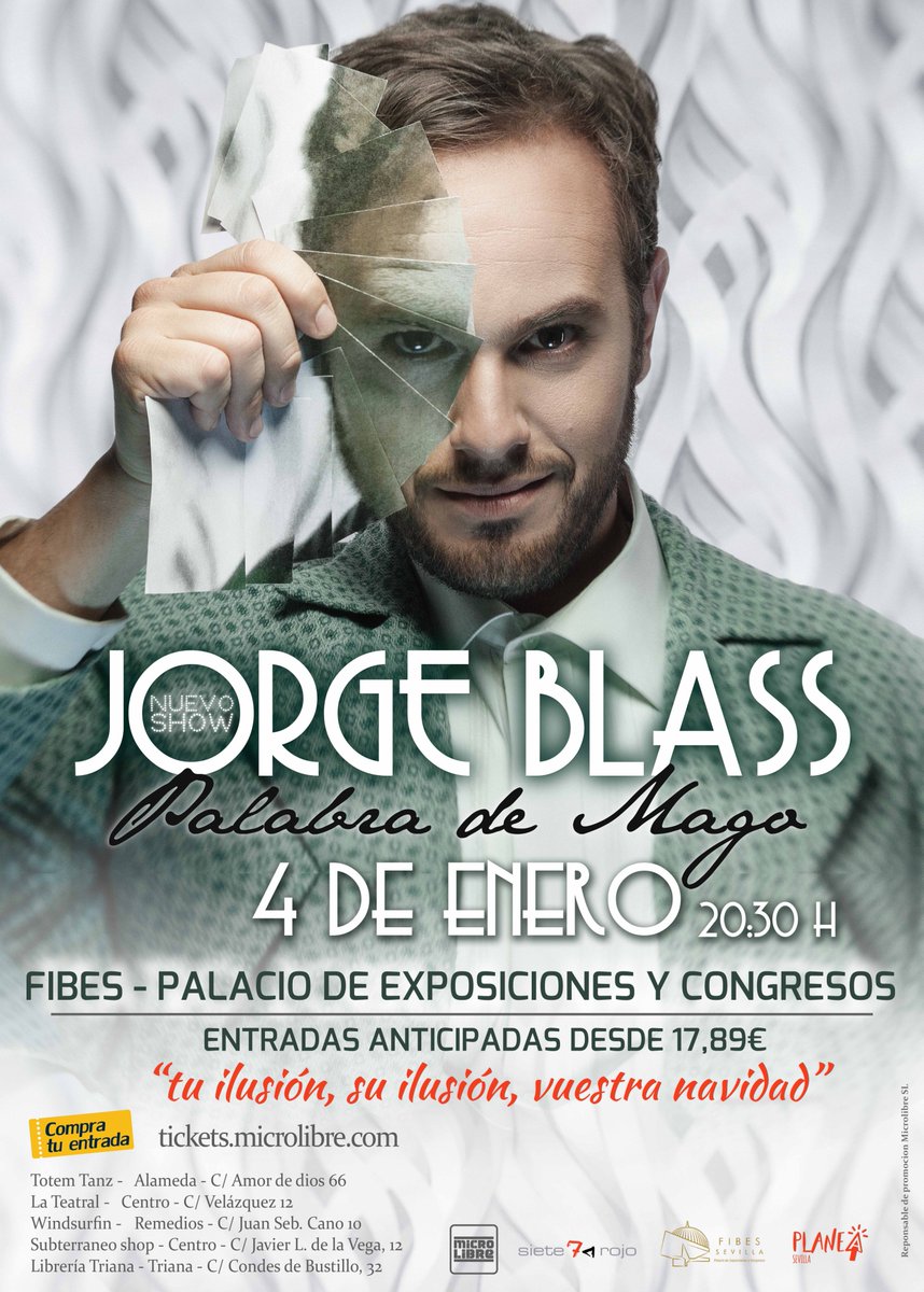 🎩 La magia de Jorge Blass - Palabra de mago ❄
Tu ilusión, su ilusión, vuestra felicidad.
▶️ A la venta ya en: tickets.microlibre.com/janto/