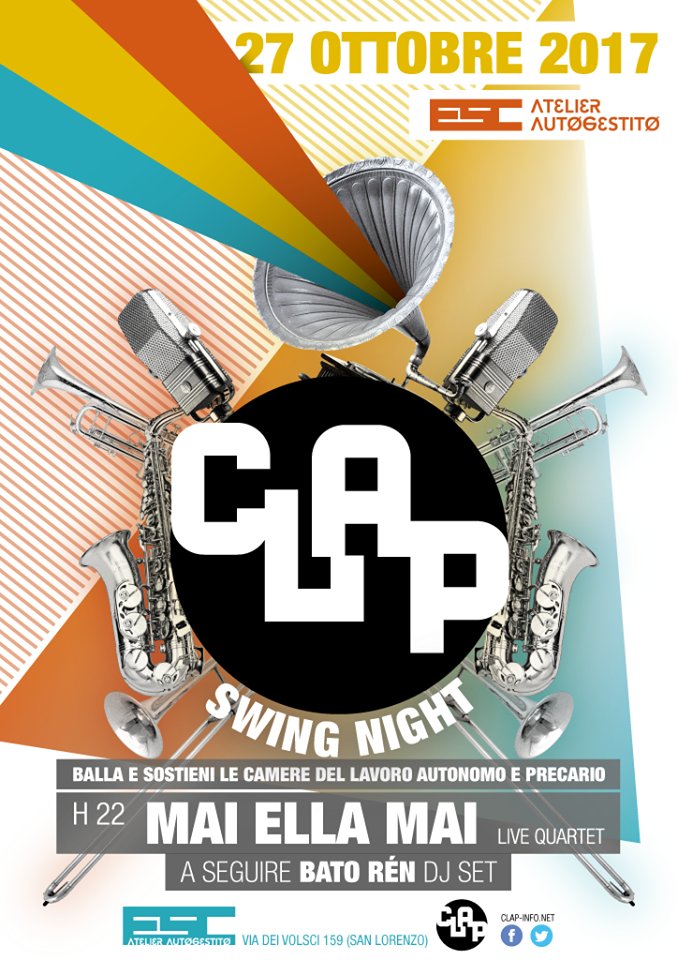 Balla e sostieni le Camere del Lavoro Autonomo e Precario.
<a href="/CLAP_RM/">CLAP</a> 
Stasera <a href="/Esc_Atelier/">ESC Atelier Autogestito</a> 
#27ottobre