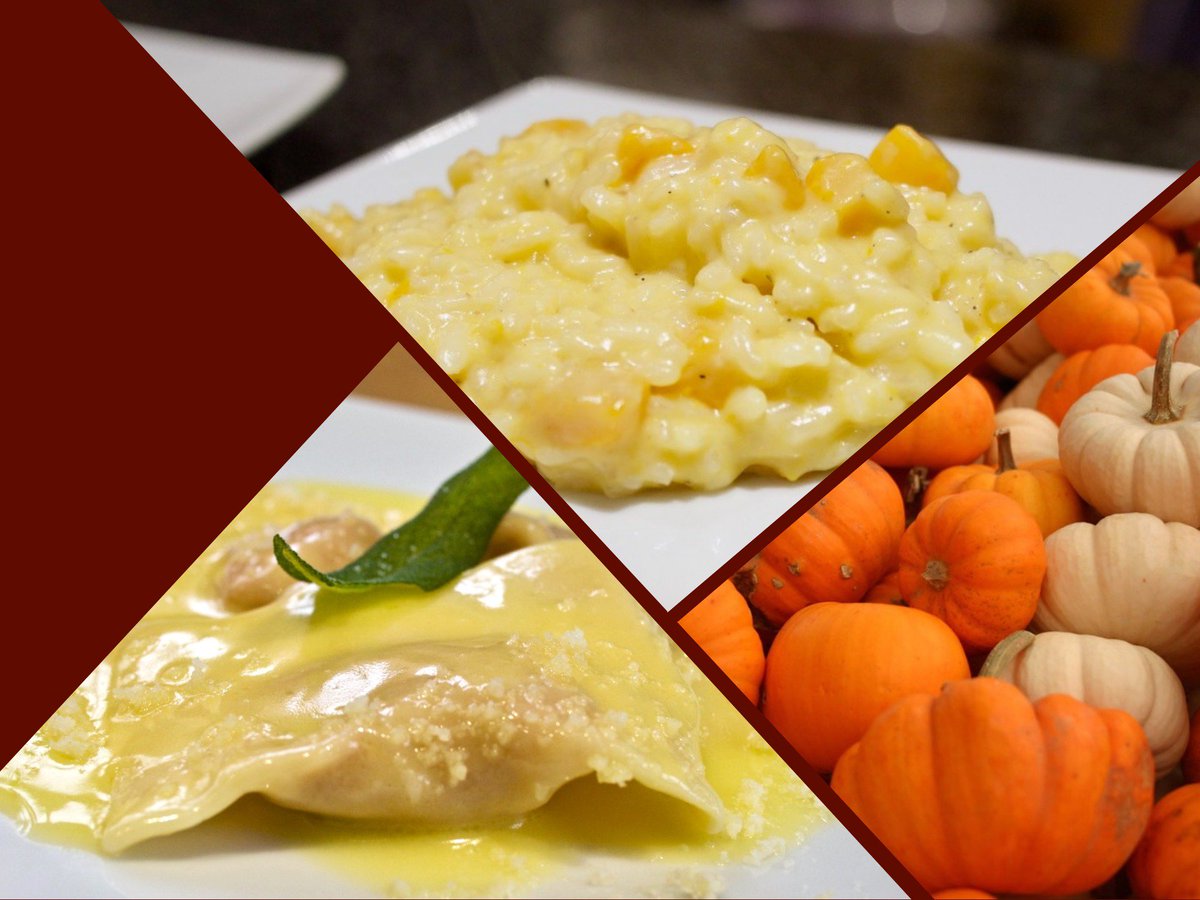 doppiozeroUK's tweet photo. Halloween is coming! Our chef got inspired and created Risotto and Ravioli with pumpkin and taleggio. #doppiozerocatering #Halloween2017 https://t.co/stdHa7bhP7