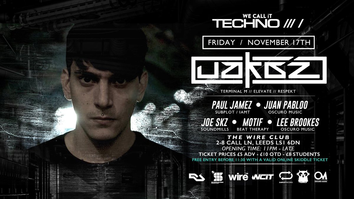 Friday 17th November at Wire Club, Leeds
We Call iT Techno Presents: <a href="/Uakoz/">Uakoz</a> (Terminal M) 
skiddle.com/whats-on/Leeds…