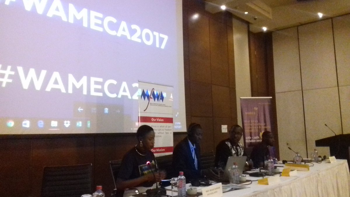 saiks2's tweet photo. GPU's Haddija Jawara on a panel,  discussing safety of journalists and impunity for crimes against journalists #WAMECA2017. https://t.co/ZDq2zcrrnx