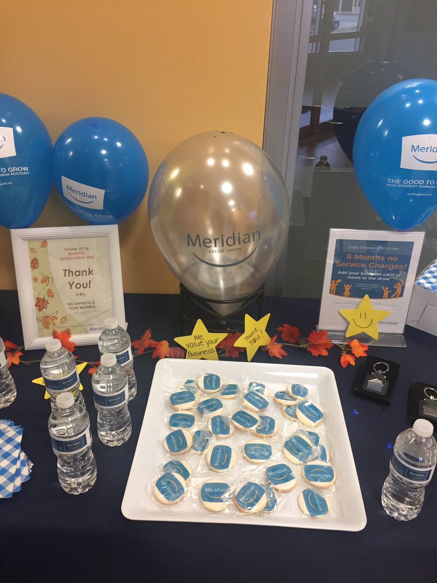 c_vandehaar's tweet photo. Head to Rymal branch @MeridianCU for SB appreciation day. Try the #cakequeens cookies. #SmallBusinessMonth @SueBennison2 @Christine_F_G https://t.co/cLQ6fNh9vu