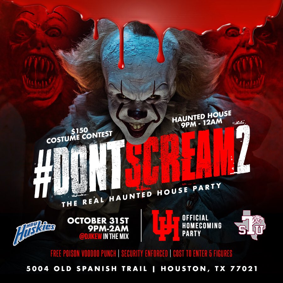 DJiKew's tweet photo. I’ma make y’all remember this one #DONTSCREAM2 OCT 31ST #Halloween2k17 The First Ever Real Haunted House / Costume Party Don’t Miss Out https://t.co/ApOh6V5Sgw