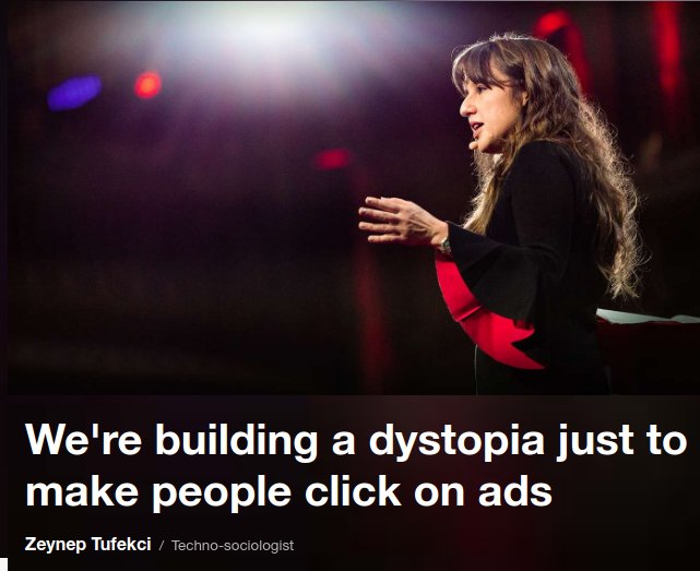 zeynep's tweet image. New: My talk on why I fear ad-financed digital economy could lead us to surveillance authoritarianism, and how. ted.com/talks/zeynep_t…