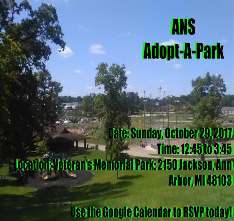ANS_Umich's tweet photo. Join us at Veteran's Memorial Park to help us Make Parks Great Again! #MAPA https://t.co/IxjjUm0EjO