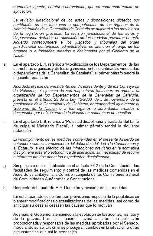 Texto del acuerdo del pleno del <a href="/Senadoesp/">Senado de España</a> en aplicación del art. 155 de la Constitución