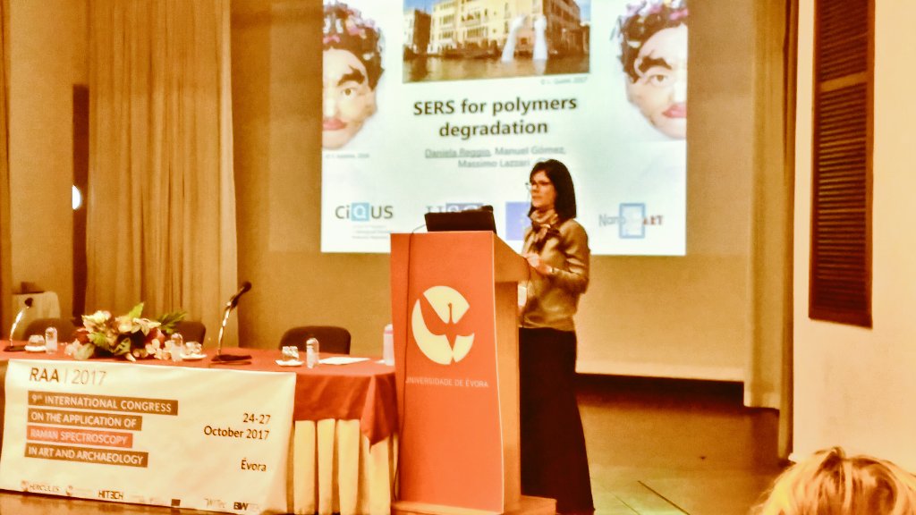 Daniela_Reggio's tweet photo. New journey of #nanorestart at the conference on the Application of Raman Spectroscopy in Art and Archaeology. Thanks to #HerculesLabs,Évora https://t.co/ud8oqyrULf