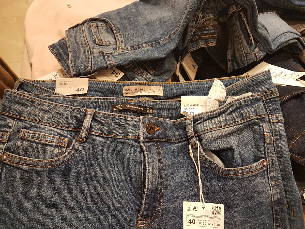 primaryNUT's tweet photo. @ZARA can you explain why 2 pairs of jeans from your stores- which are meant to be the same size- have 2 inch difference? https://t.co/dTO609dOOk