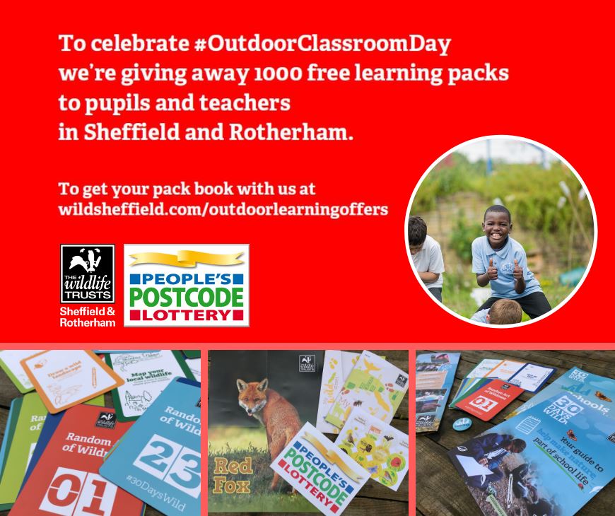 TeachWildSheff's tweet photo. Hey, don't forget we have free #outdoorlearning packs for schools in #Sheffield &amp; #Rotherham thanks to @PostcodeLottery! https://t.co/yhWdWC6Ot1