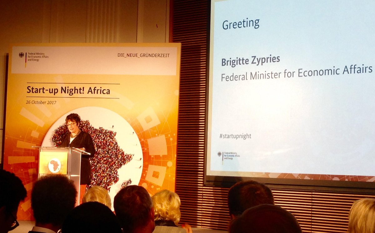 Proud to be part of Africa!Startup night @BMWi_Bund in Berlin last night! <a href="/brigittezypries/">brigitte zypries</a>: Let's unlock Africa's potential! #startupnight
