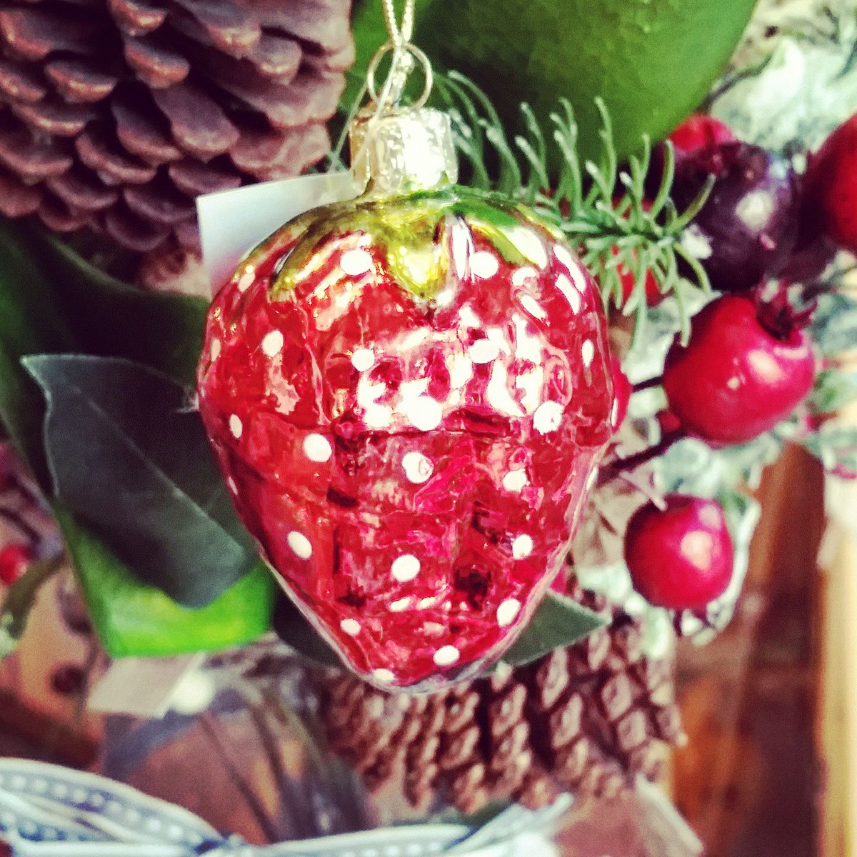 Strawberries, not just for the Summer and SW19 #strawberry #Christmas #ChristmasIsComing #christmasdecorations #red #paulhodgkissdesigns