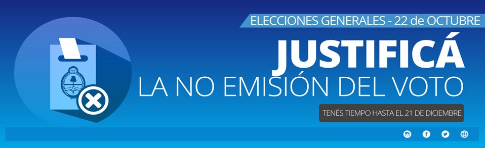 CamaraElectoral's tweet photo. Para justificar la NO emisión del voto de las Elecciones Generales 2017, ingresá en https://t.co/QfoYErfyNU https://t.co/cbCVuROVhb