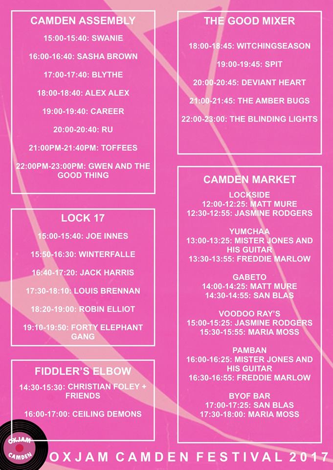 🔮 Venues &amp; times for tomorrows @oxjamcamden2017 🔮