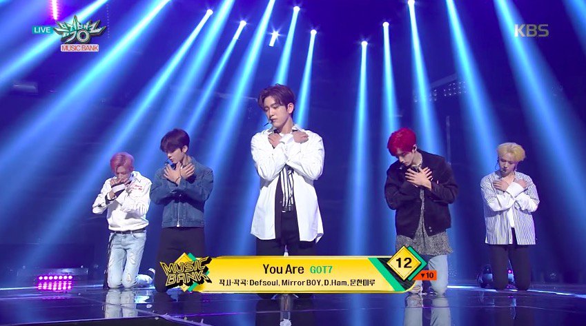 soompi's tweet photo. WATCH: #GOT7 Stages "You Are" Performance On "Music Bank" https://t.co/AQD9Mj28h7 https://t.co/56qBSNdH3n
