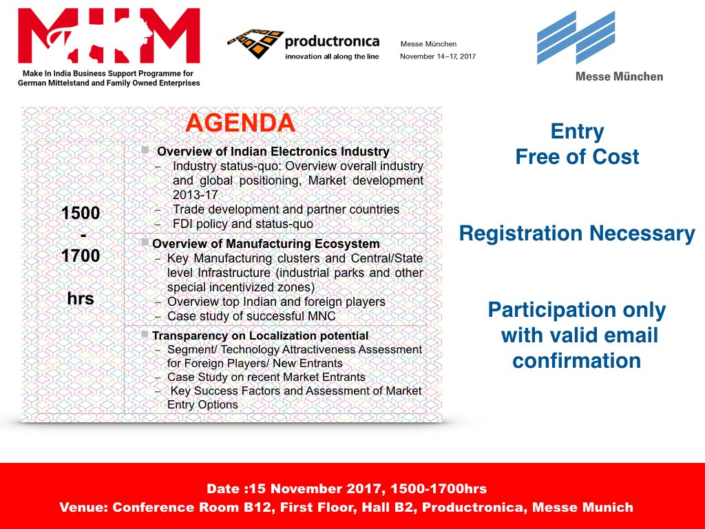 miimgermany's tweet photo. Inviting #German #Mittelstand 2 participate in #MIIM Workshop on Opportunities in #Electronics Manufacturing on 15.11. @productonica #Munich https://t.co/SaTe420dfi