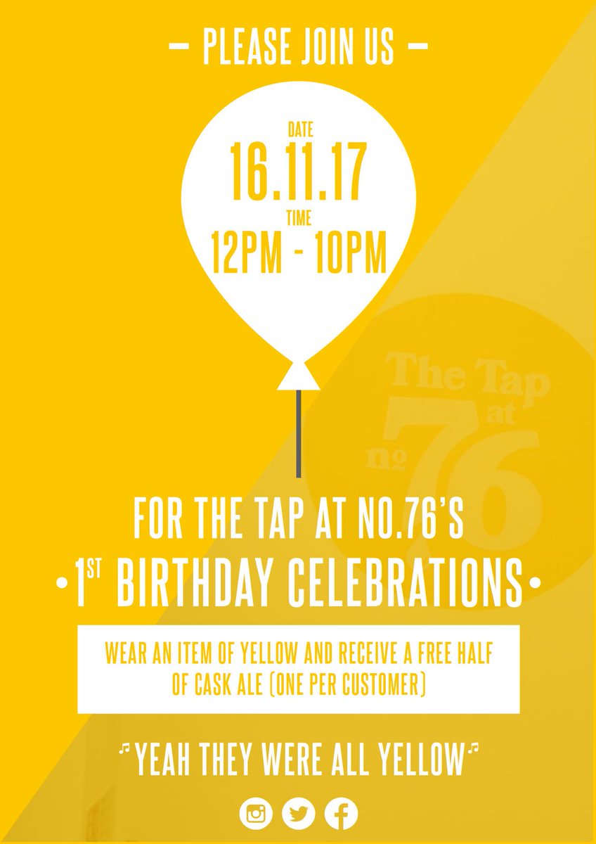 TapAtNo76's tweet photo. #partytime #freehalf #wearyellow #realale #firstanniversary #micropub #joinus https://t.co/bBBQmokcmc