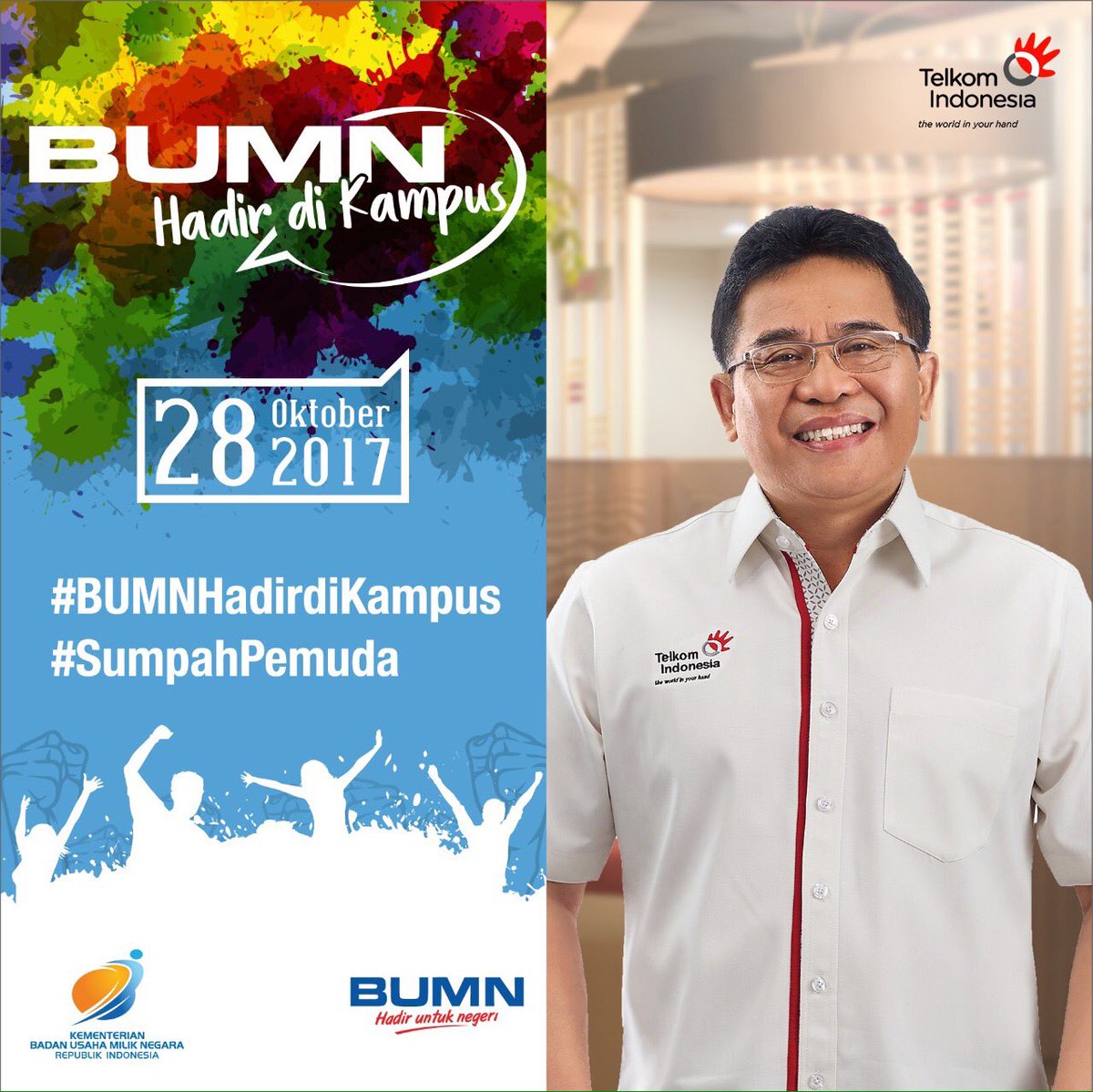 TelkomIndonesia's tweet photo. Dirut @TelkomIndonesia, Alex J. Sinaga akan hadir di event #BUMNHadirdiKampus @UNJ_official besok https://t.co/0c7WUrI3E8
