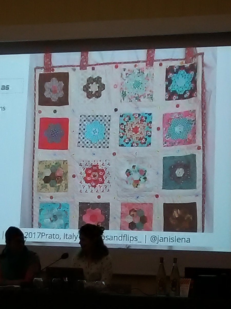 Papercutdolly's tweet photo. #cirn2017 Strohmayer + Meissner: many layers (physical + metaphorical) to the collaborative quilting project https://t.co/C82f9lAOcu